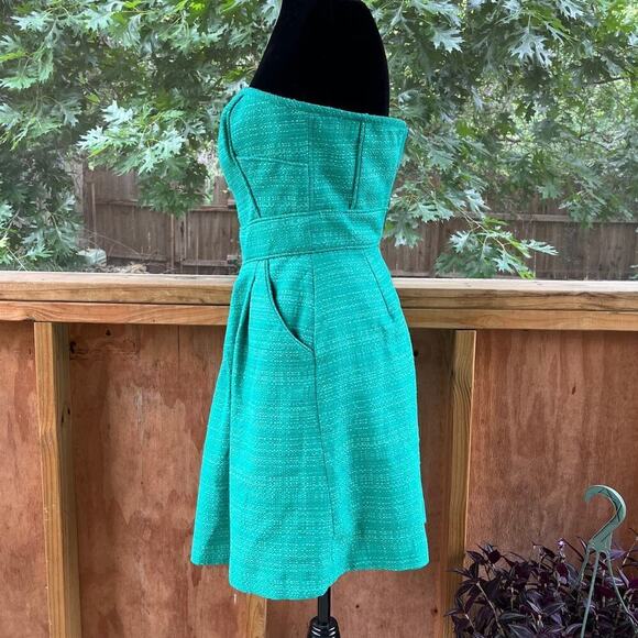 Banana Republic Green Tweed Strapless Mini Dress Size 2. NEW - Picture 4 of 13